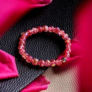 .925 Sterling Silver x Magenta Meringue Bubble Glass Bracelet